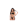 Bikini Noir Triangle avec Détails en Tulle 